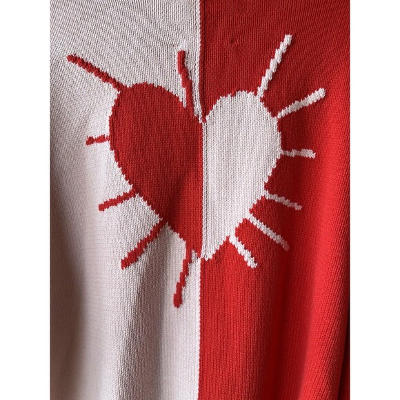 Kerri Rosenthal womens Radiant Heart Oversized Pullover Sweater size XS Red Pink - Picture 3 of 6